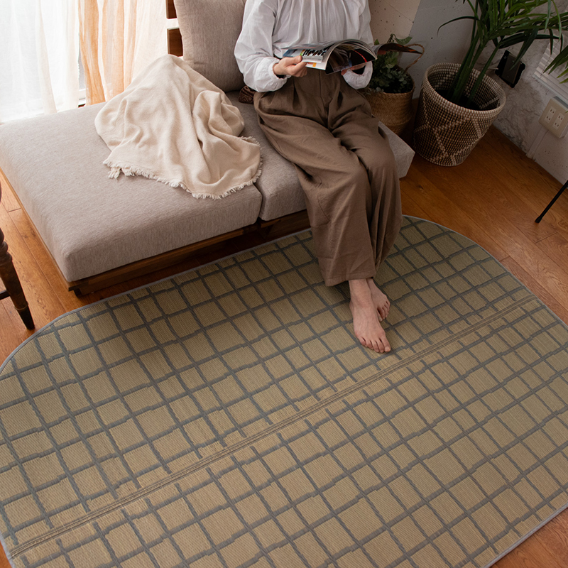 弾力性のある踏み心地のい草ラグCK サイズ: 120×120cm, カラー: グレー