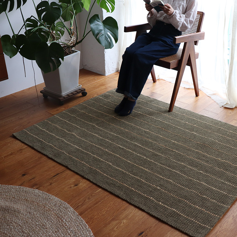 ストライプ柄ジュートラグND サイズ: 120×170cm