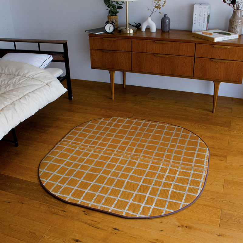 弾力性のある踏み心地のい草ラグCK サイズ: 120×120cm, カラー: グレー