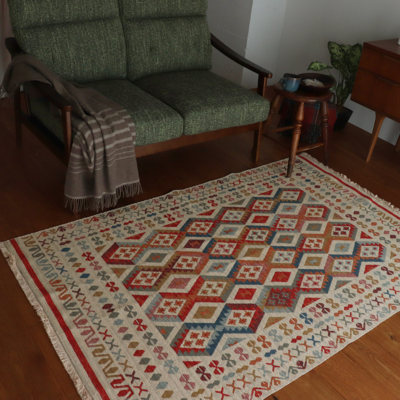 トルコ製トライバル調ジャガードラグRD サイズ: 120×180cm