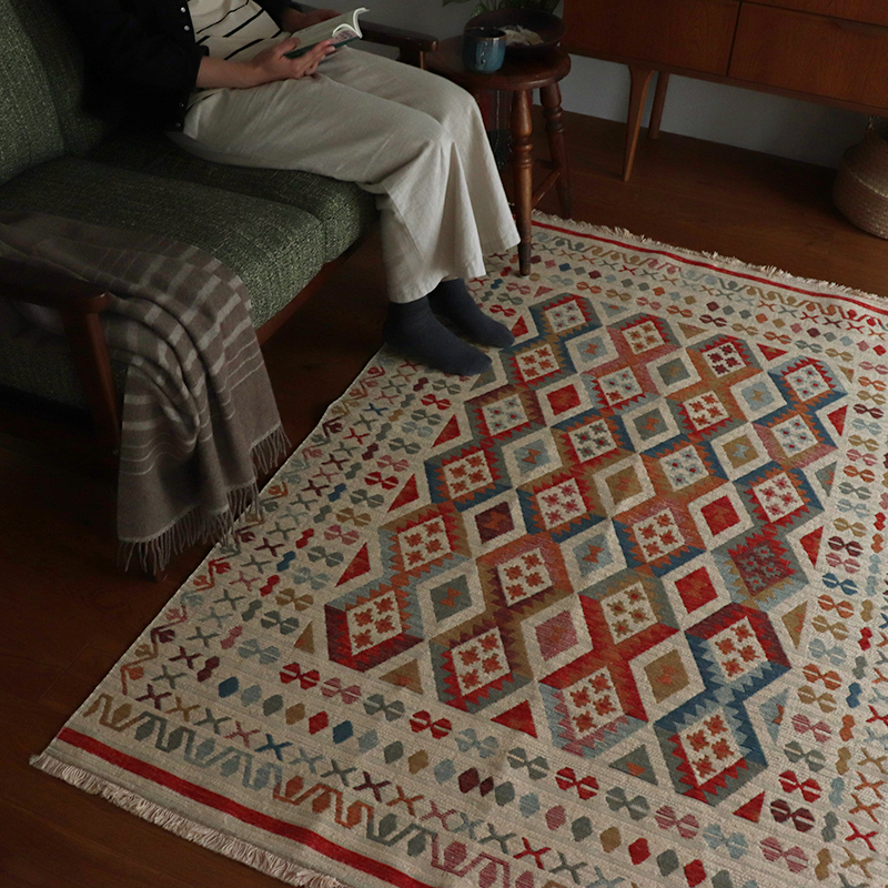 トルコ製トライバル調ジャガードラグRD サイズ: 120×180cm