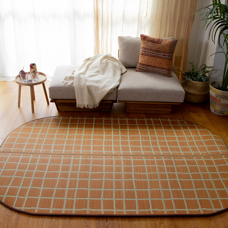 弾力性のある踏み心地のい草ラグCK サイズ: 120×120cm, カラー: グレー