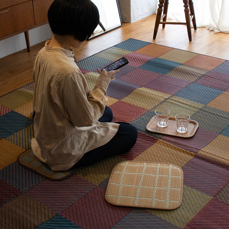 アクセントになるい草チェアパッドCK サイズ: 35×35cm, カラー: ベージュ