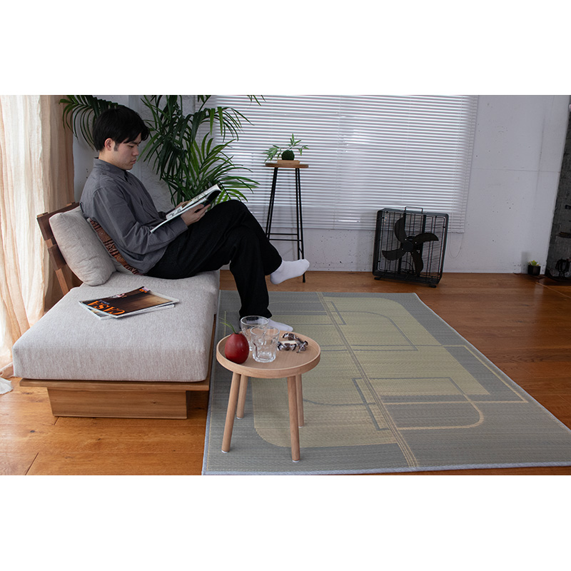 弾力のある踏み心地のい草ラグSH サイズ: 120×120cm, カラー: グレー