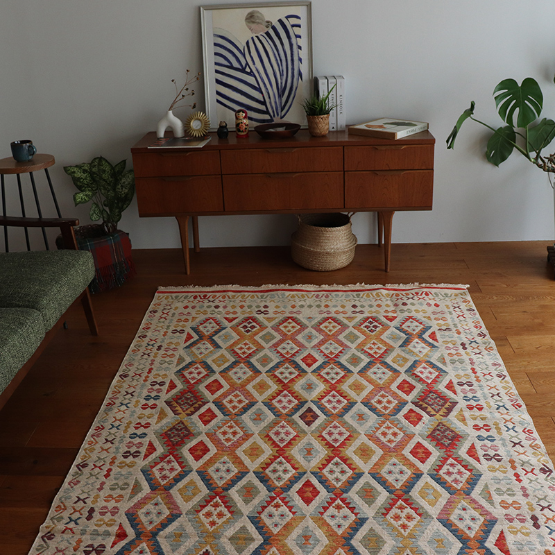 トルコ製トライバル調ジャガードラグRD サイズ: 120×180cm