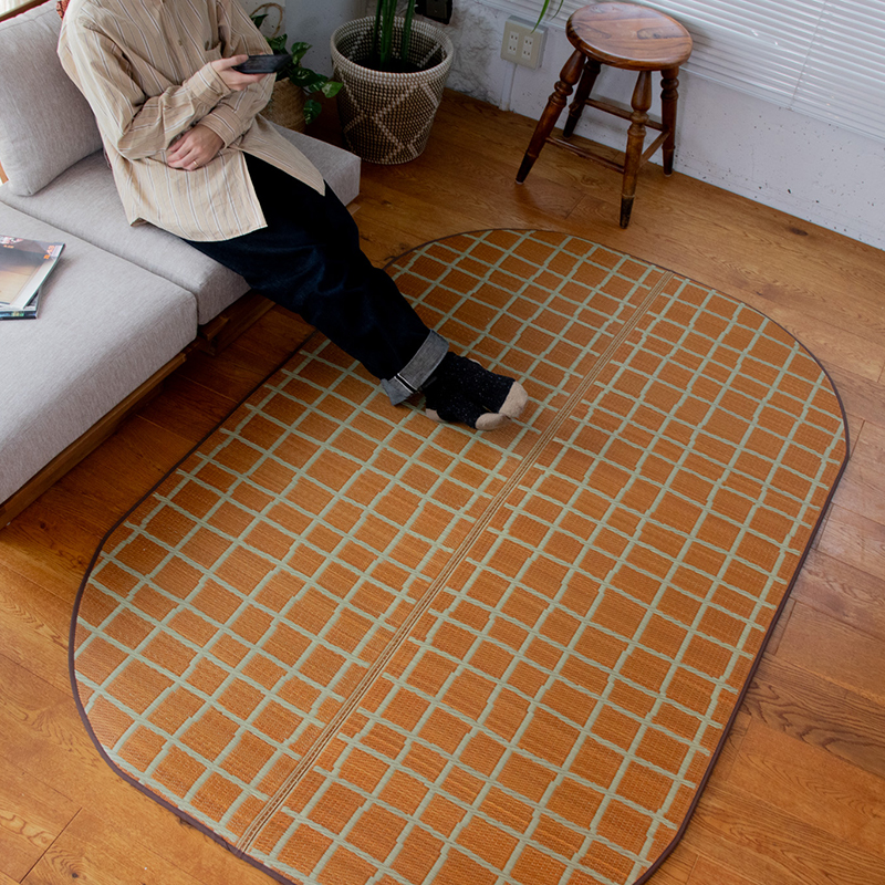 弾力性のある踏み心地のい草ラグCK サイズ: 120×120cm, カラー: グレー