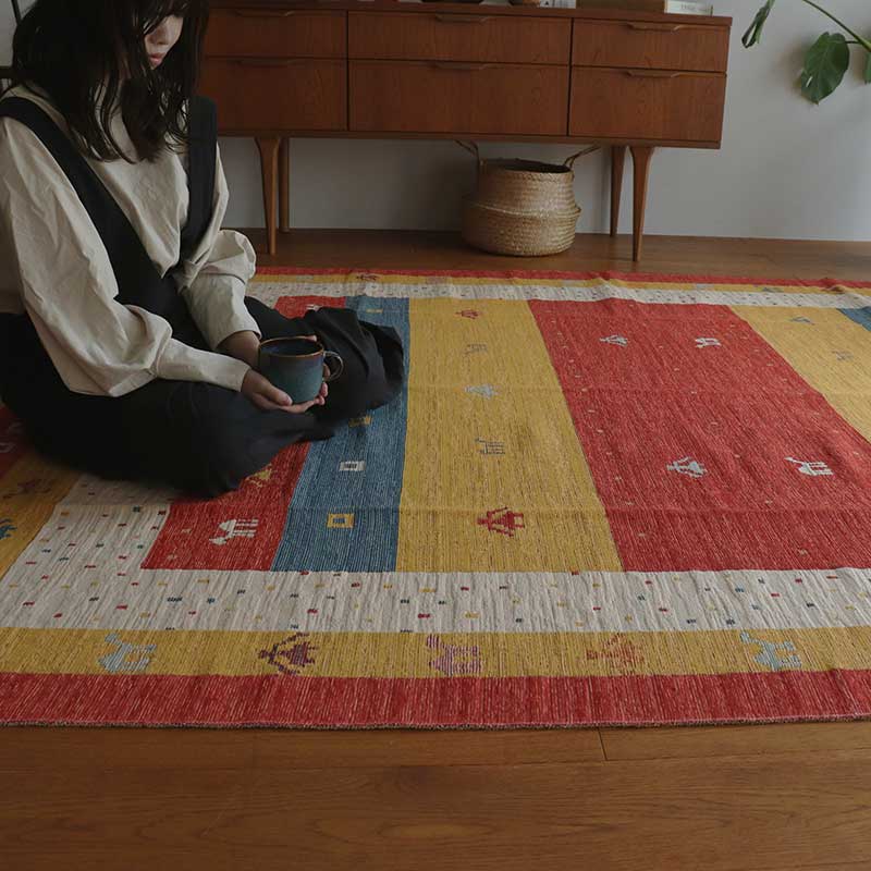 トルコ製ギャベ調ジャガードラグPN サイズ: 120×180cm