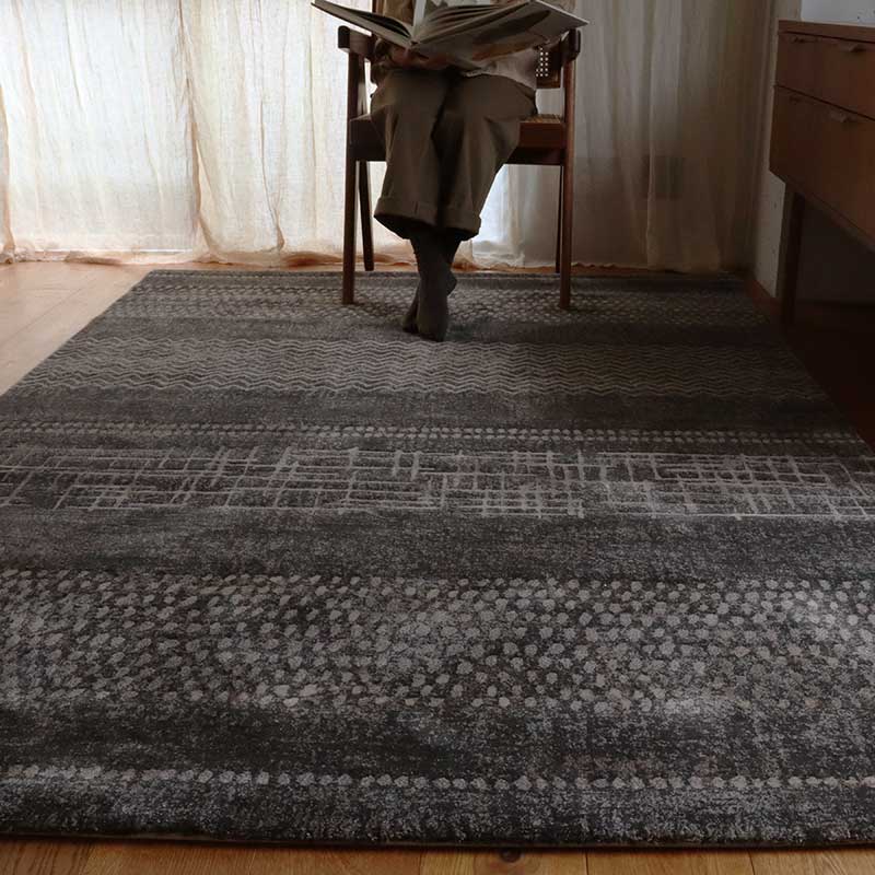 ベルギー製アートデザインウィルトンカーペットBG サイズ: 133×195cm, カラー: ブラック