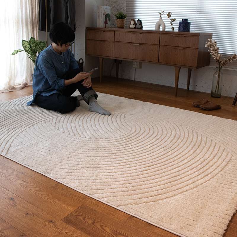 トルコ製幾何柄ウィルトンカーペットAP サイズ: 80×140cm, カラー: グレー