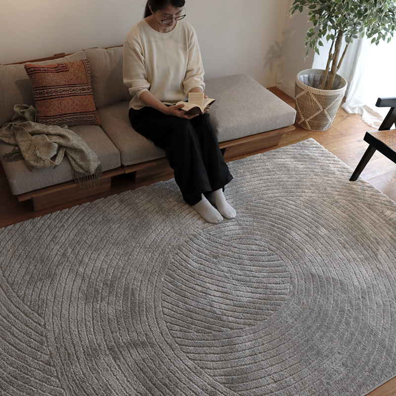 トルコ製幾何柄ウィルトンカーペットAP サイズ: 80×140cm, カラー: グレー
