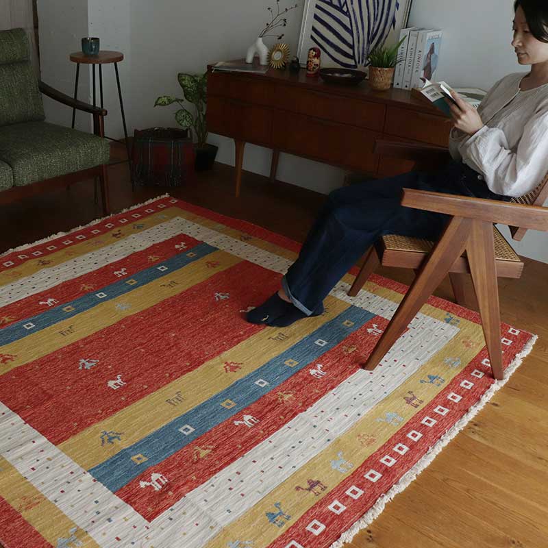 トルコ製ギャベ調ジャガードラグPN サイズ: 120×180cm