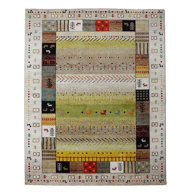 トルコ製ギャベ調ウィルトンカーペットIB サイズ: 80×140cm, カラー: アイボリー