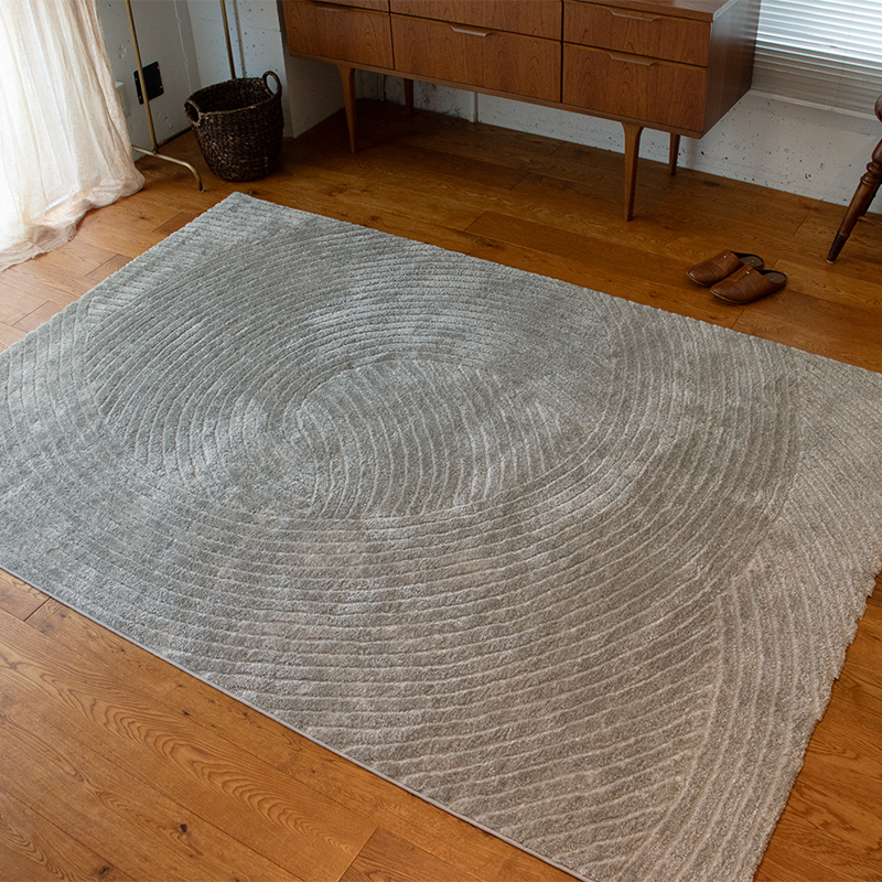 トルコ製幾何柄ウィルトンカーペットAP サイズ: 80×140cm, カラー: グレー