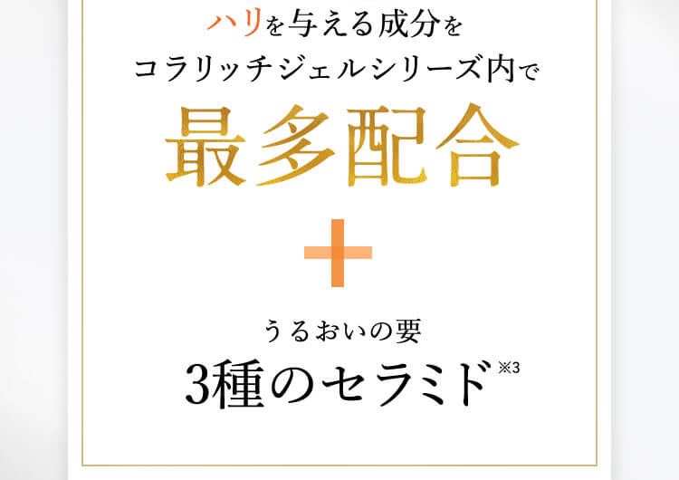 ハリを与える成分をコラリッチジェルシリーズ内で最多配合+