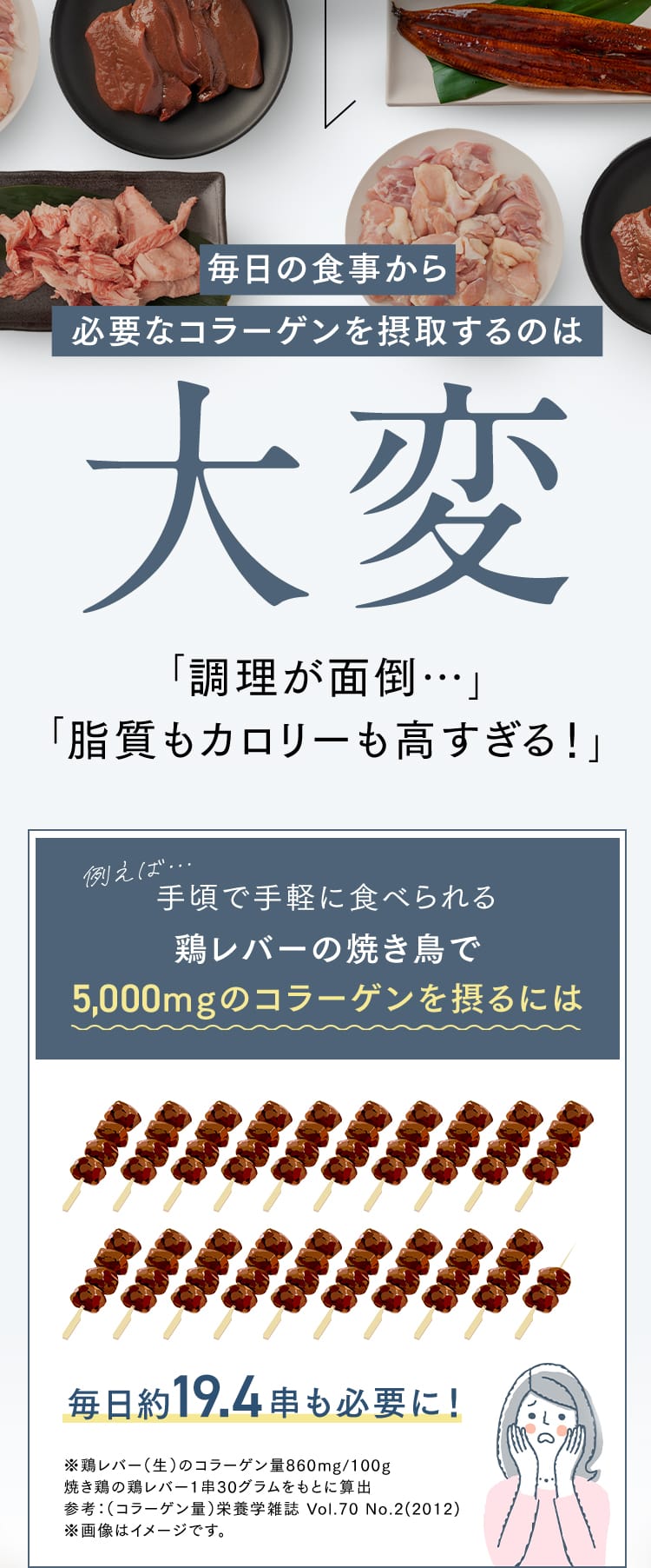 毎日の食事から必要なコラーゲンを摂取するのは大変