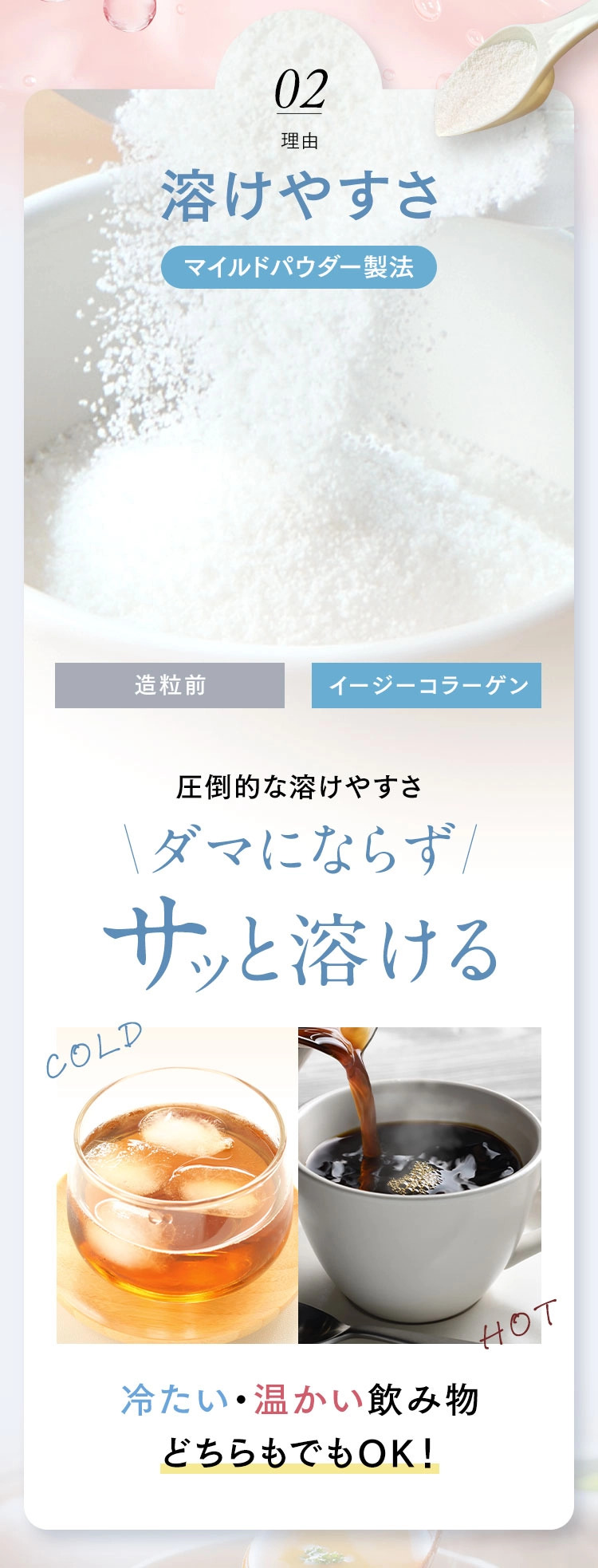 理由2溶けやすさ マイルドパウダー製法