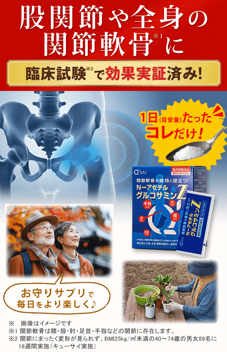 股関節・ひざ関節・肩関節 全身の関節軟骨の維持に