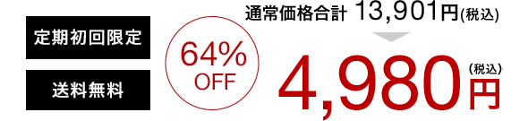 定期初回限定 送料無料 64%OFF 通常価格合計13,901円(税込) 4.980円(税込)