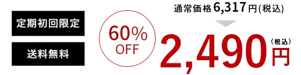 通常価格6,317円(税込) → 定期初回限定60%OFF 送料無料 2,490円(税込)