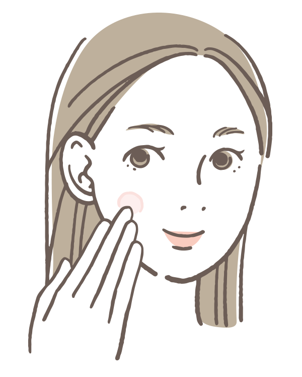 1. クリームチークを黒目の下に薄くなじませる