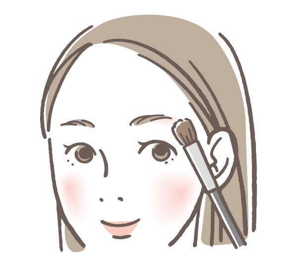 2. フェイスパウダーで眉まわりをサラサラにする