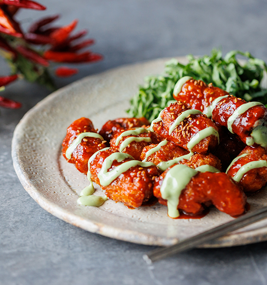 ヤンニョムチキン風ケールソース