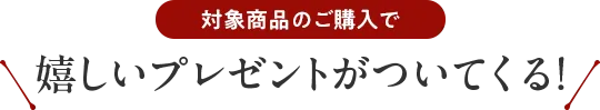 対象商品のご購入で嬉しいプレゼントがついてくる！