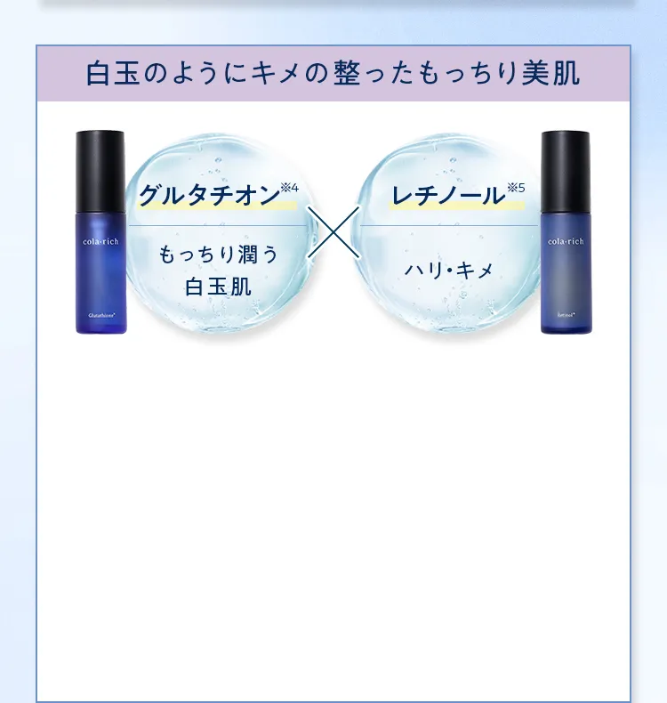 白玉のようにキメの整ったもっちり美肌 グルタチオン×レチノール