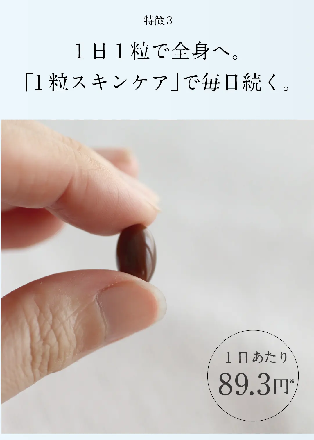 特徴31日1粒で全身へ。「1粒スキンケア」で毎日続く。
