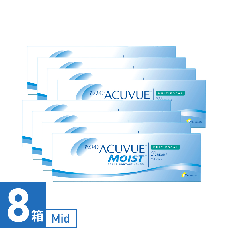【8箱】ワンデーアキュビューモイスト マルチフォーカル Middle ADD:+1.50〜+1.75（30枚）