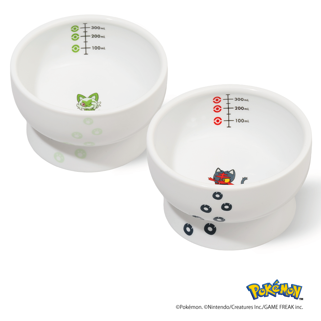 ※予約販売※【ポケモンデザイン】猫用 脚付ウォーターボウル レギュラ（ニャオハ）