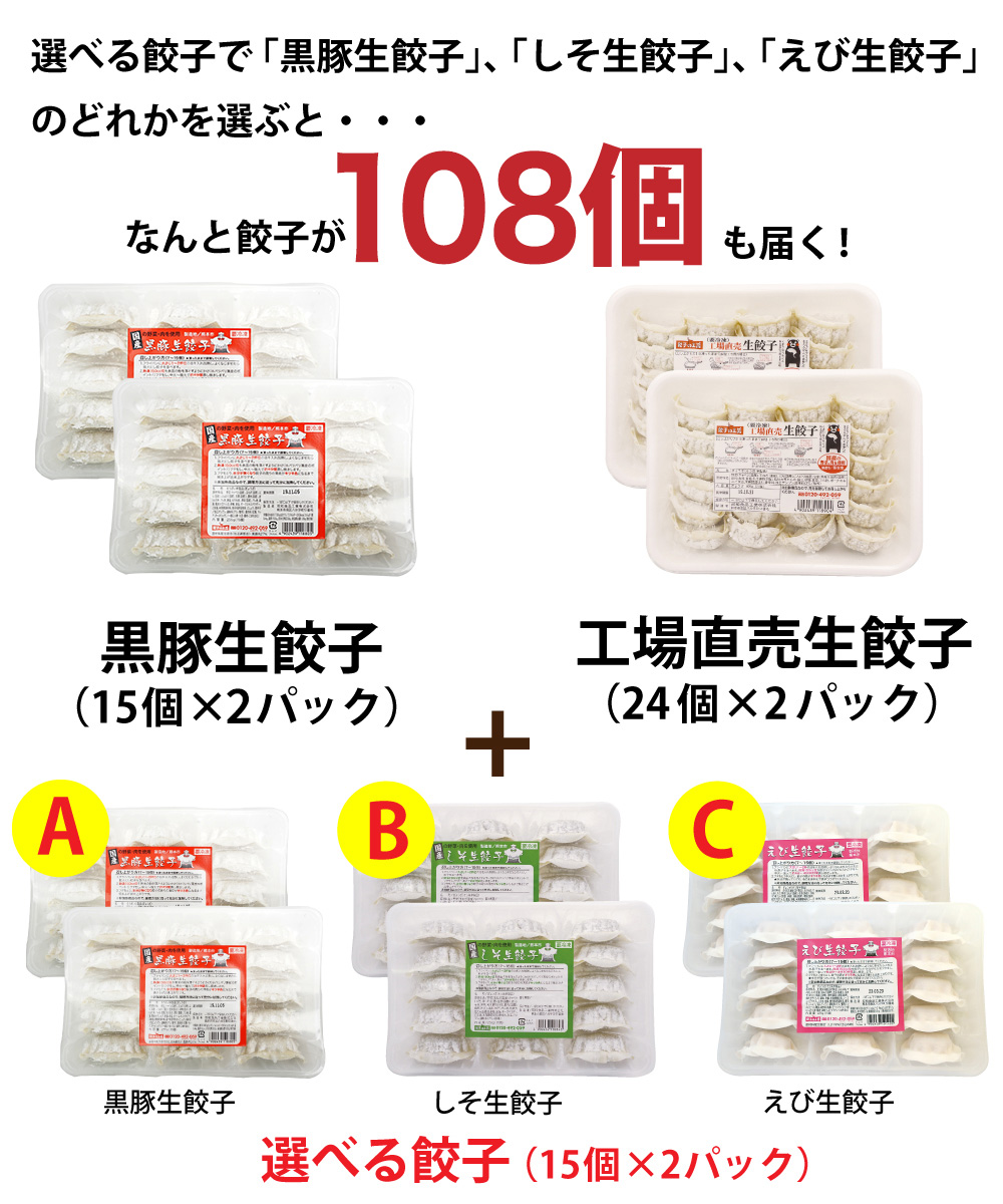 OUKOKU限定セット【送料無料】〈ネット限定〉 ▼お好きな餃子を1つ選択してください: A：黒豚生餃子30個をお届け！