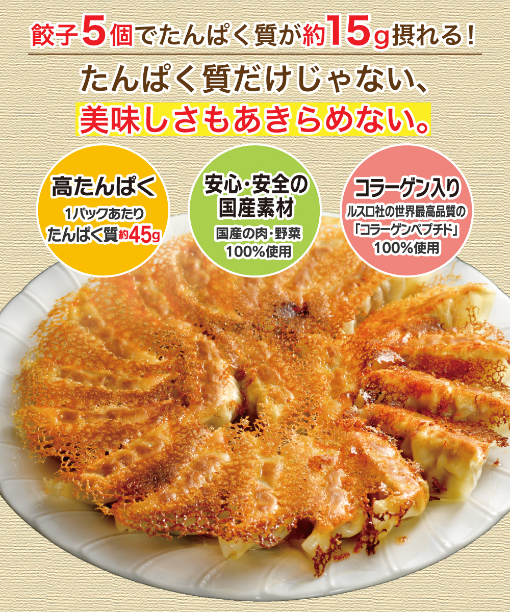【1割引】 高たんぱく生餃子 15個　『たんぱく質45g入り』 ※4月6日よりご注文受付開始