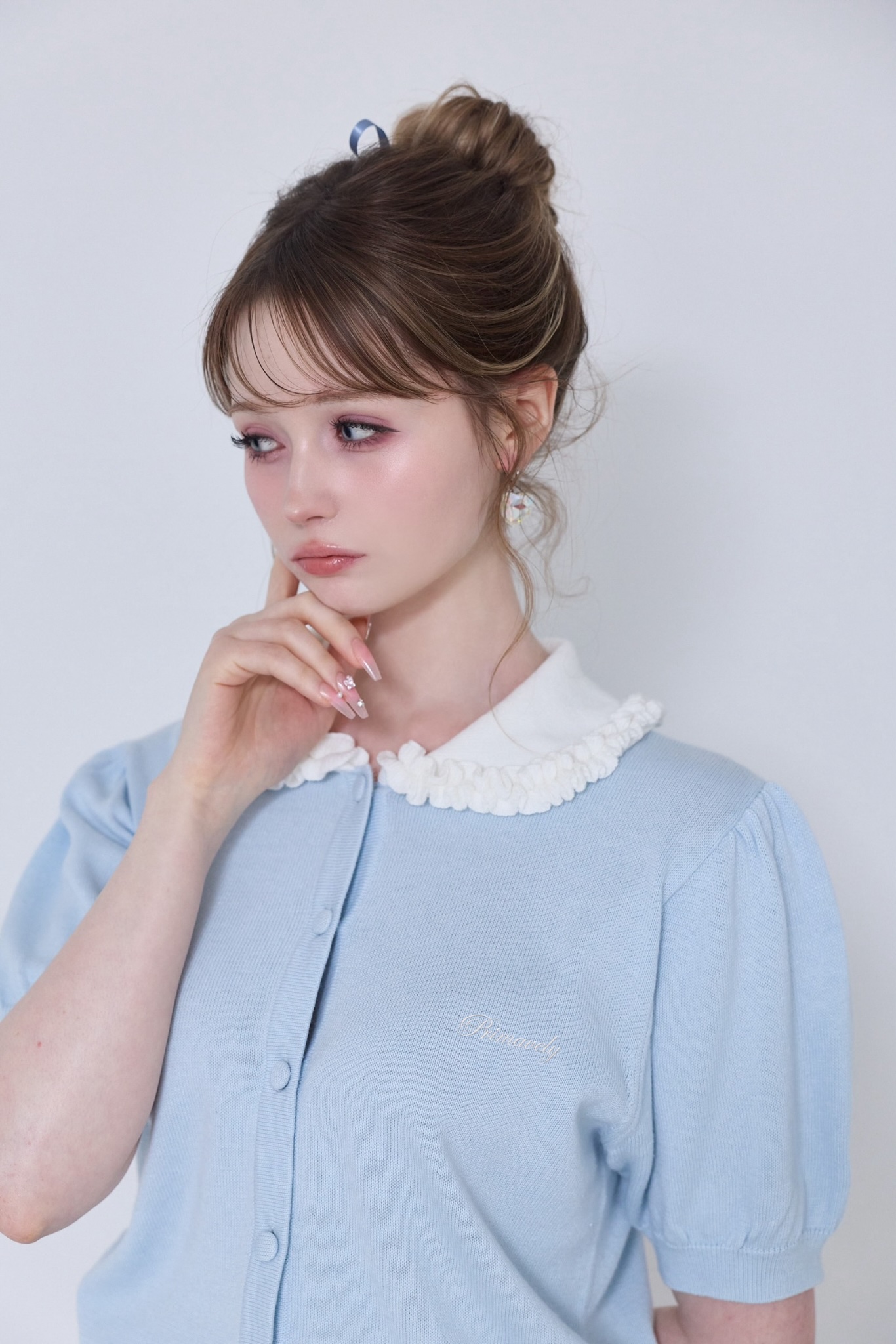 WHIPPED COLLAR PUFF CARDIGAN