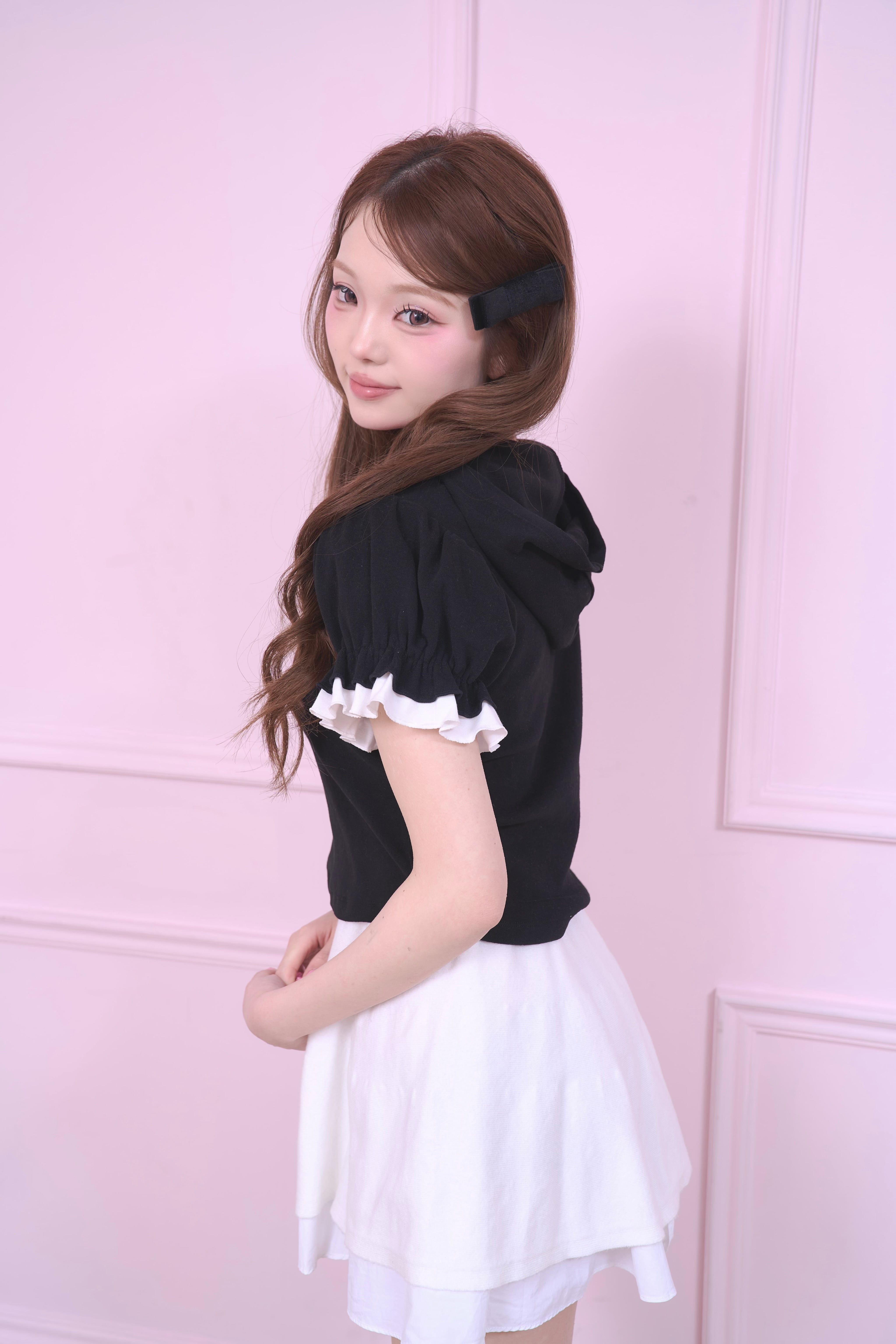 TWINKLE FRILL HOODIE TOPS