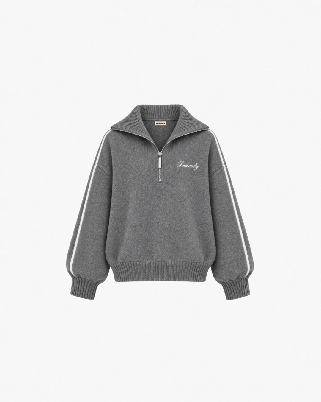 BICOLOR LINE ZIPUP KNIT