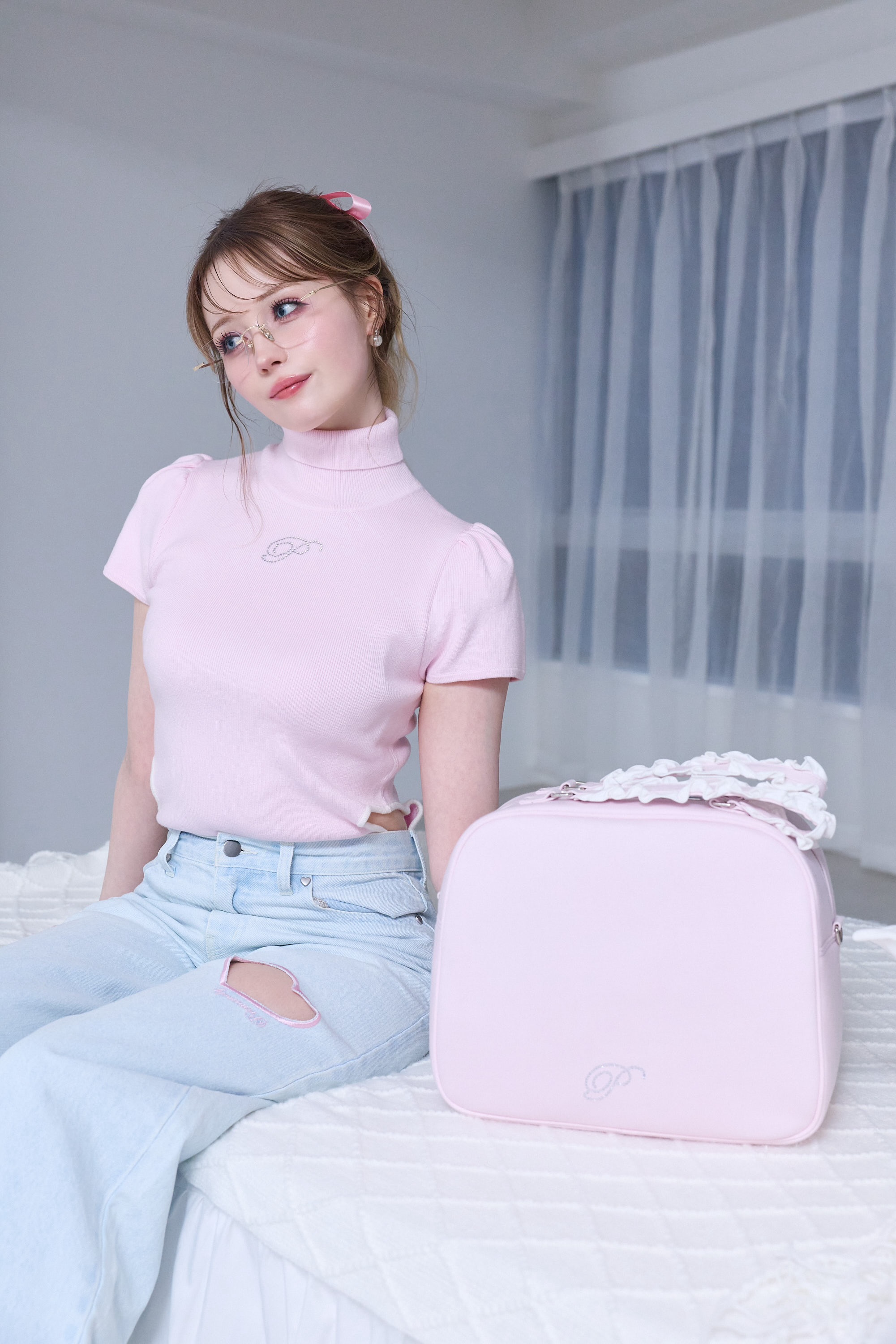 LOGO HEART DENIM PANTS