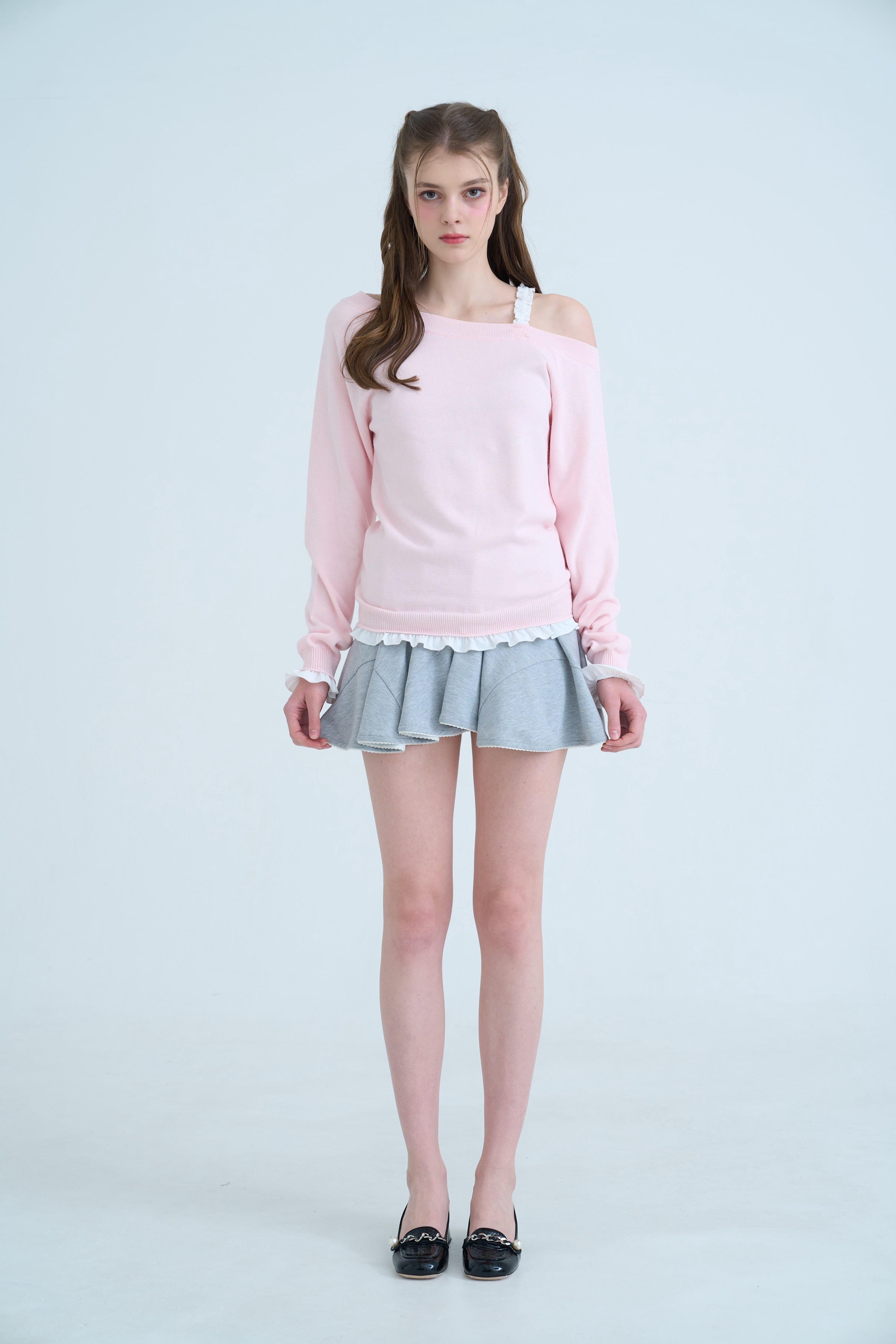 OFF SHOULDER FRILL KNIT