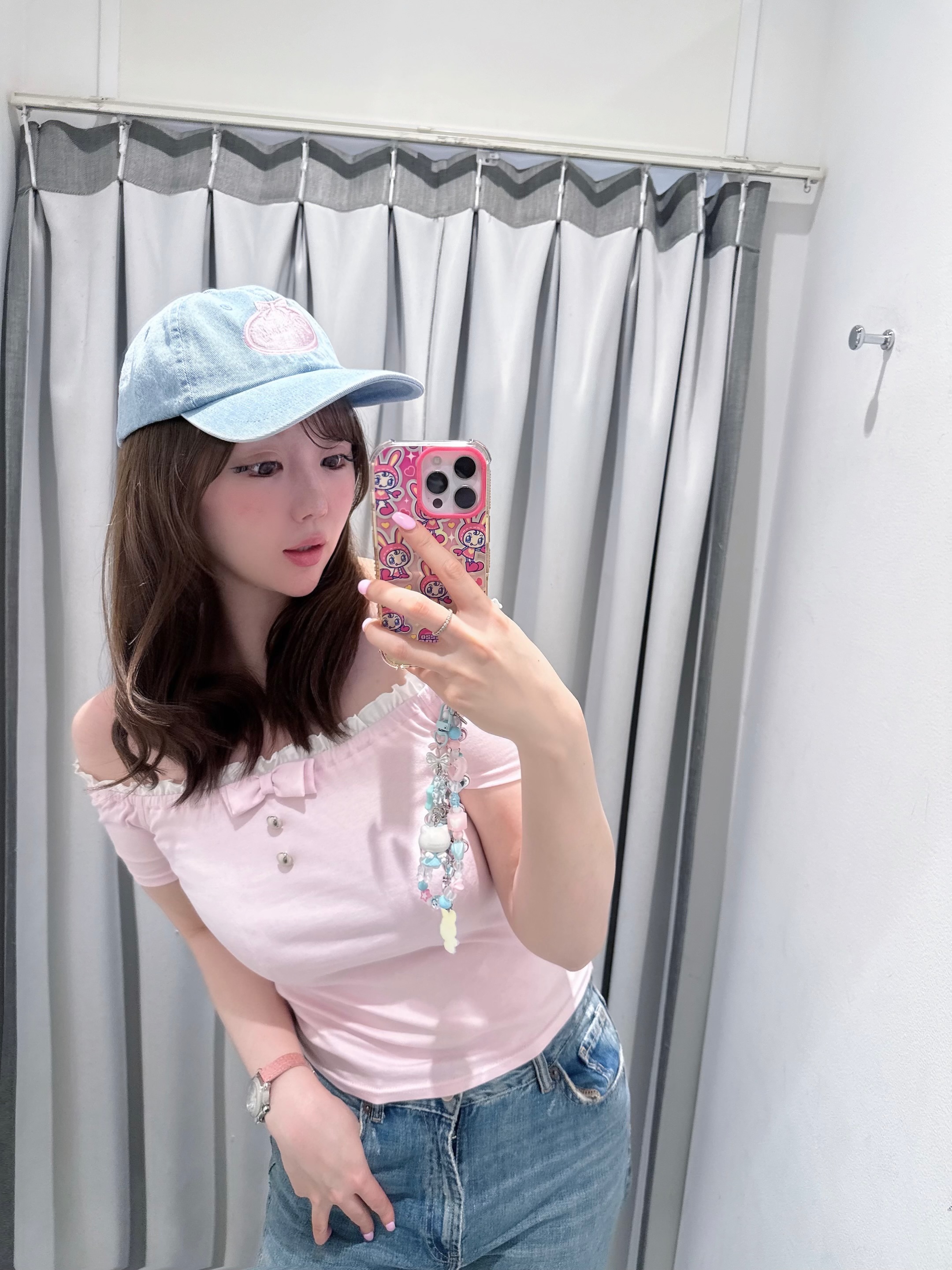FRILL OFF SHOULDER RIBBON TOPS/着用サイズF