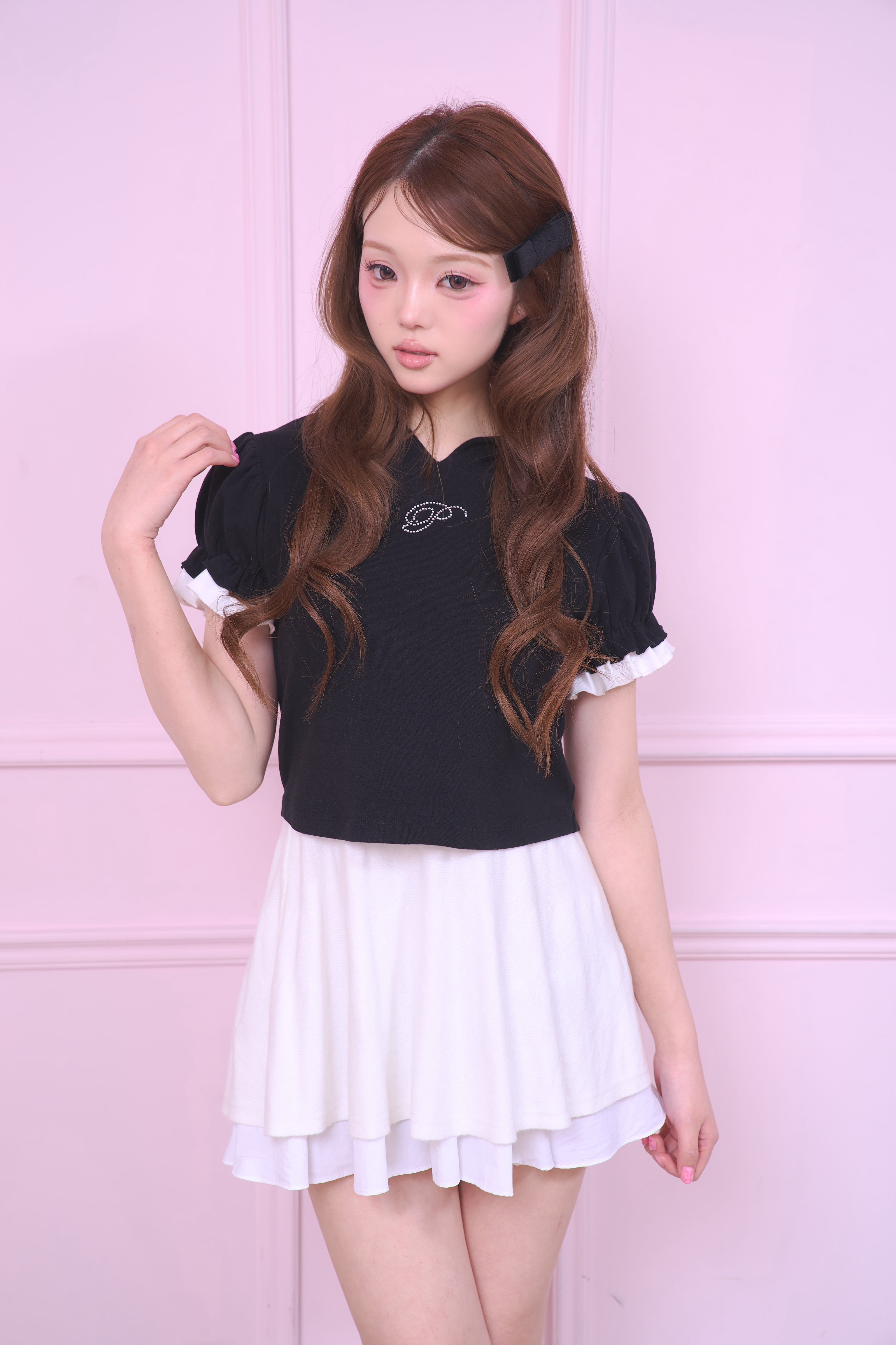 TWINKLE FRILL HOODIE TOPS