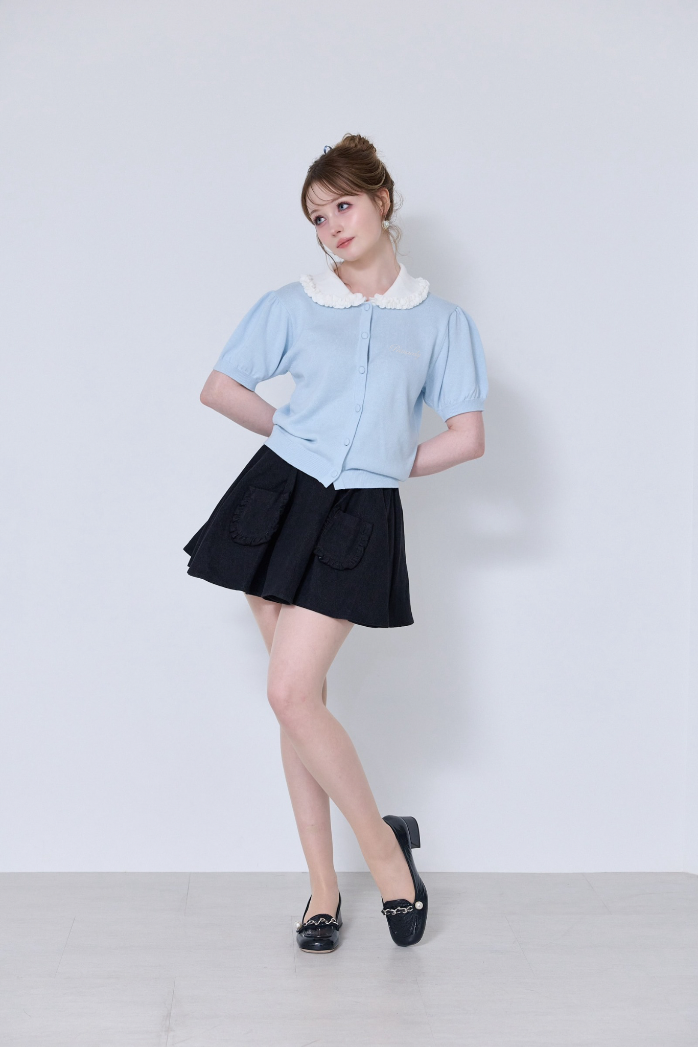 WHIPPED COLLAR PUFF CARDIGAN