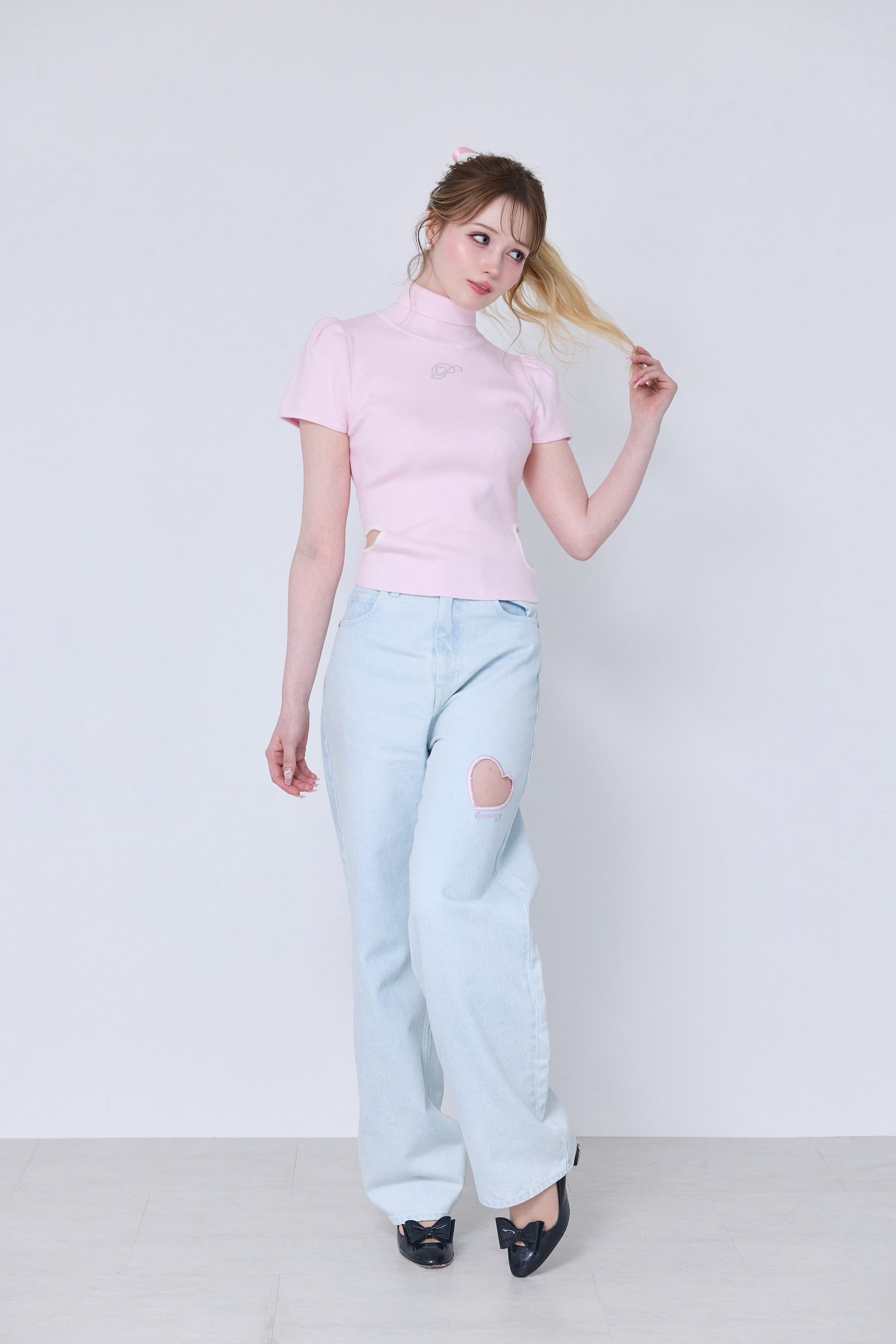 LOGO HEART DENIM PANTS