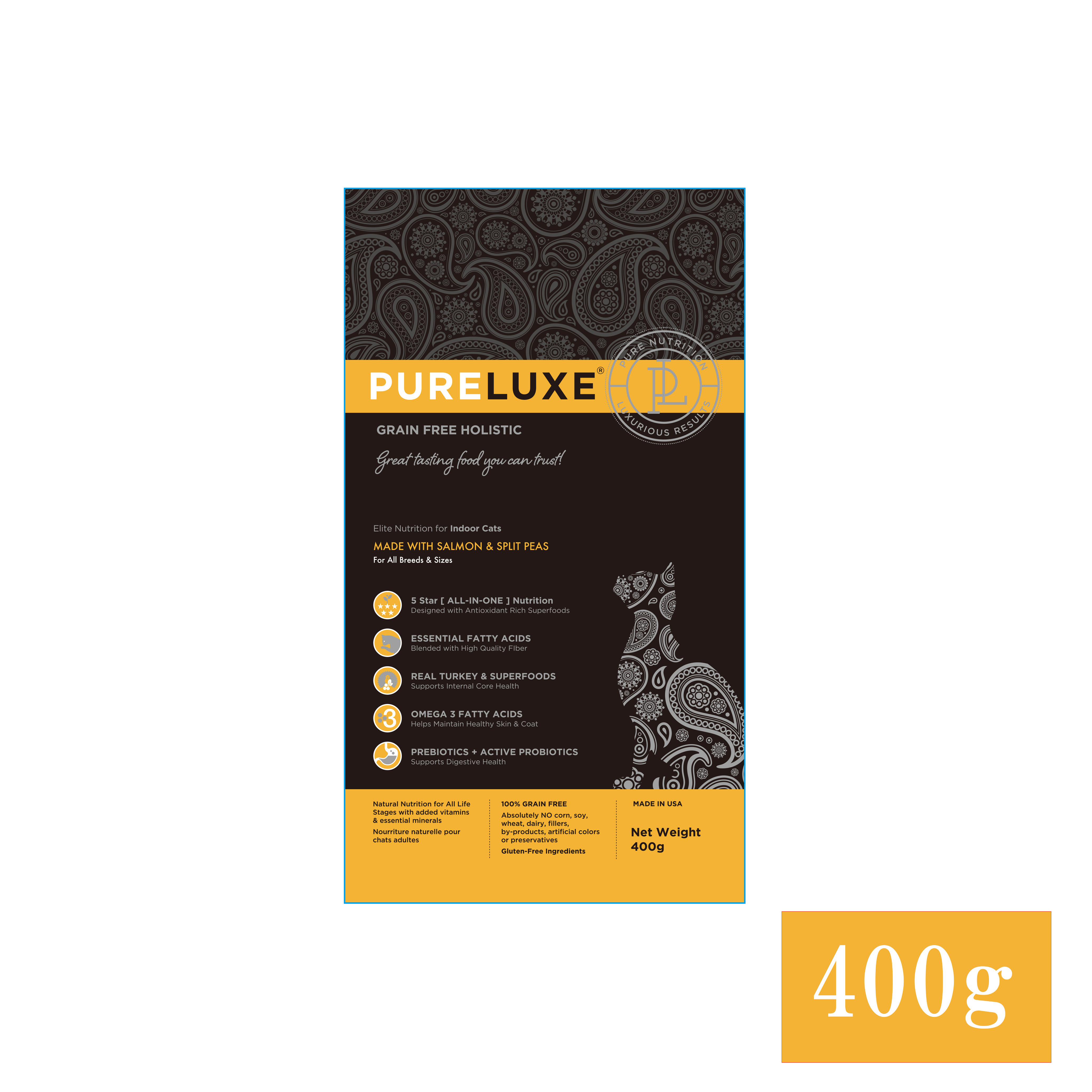 インドアキャット　サーモン＆エンドウ豆 内容量: 400g