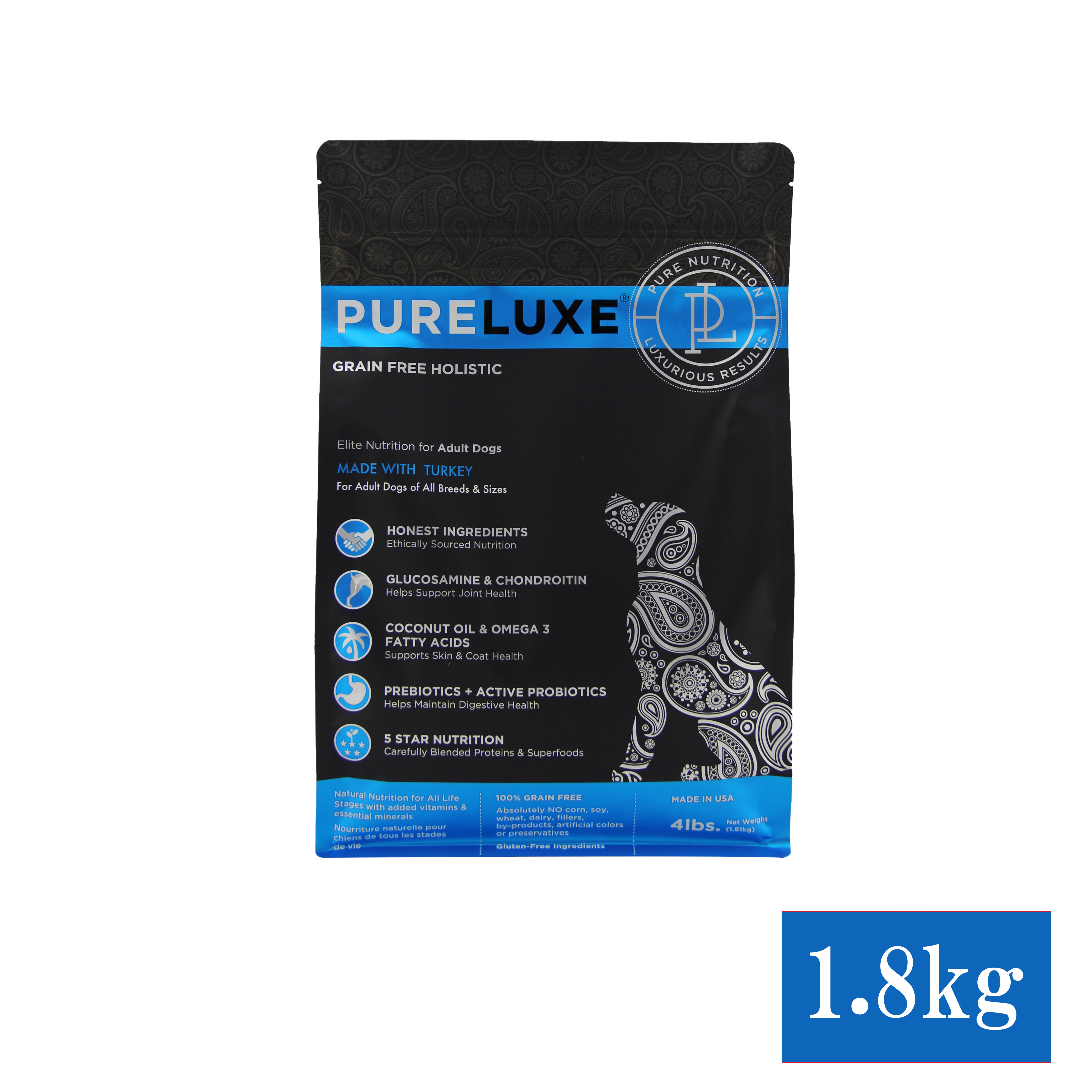 【定期便】ターキードッグ　1.8kg×2個（5％OFF）、4個（10％OFF）、6個（20％OFF） セット内容: 1.8ｋｇ×２個セット（5％OFF)