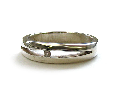 【卸】ダイヤモンド付 シルバーリングType3 12号