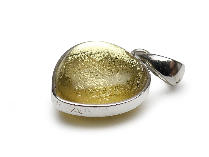 【卸】SV925 ペンダントトップ ふっくらハートカット 鉄質隕石(メテオライト) ゴールド