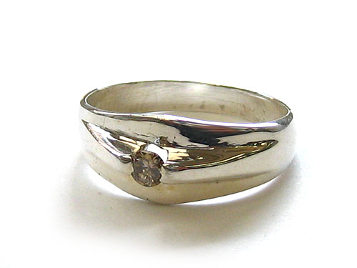 【卸】ダイヤモンド付 シルバーリングType2 14号