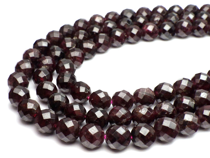 【卸】1連 64面ミラーボールカット ガーネットA 8mm