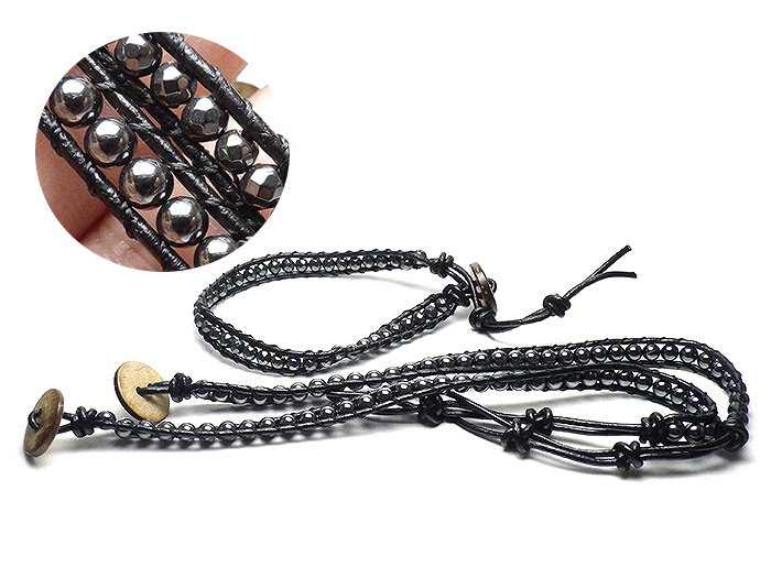 【卸】福袋用商材 ＜ラップブレス＞ヘマタイト（4mm）10本セット 限定［送料別/クーポン除外品］