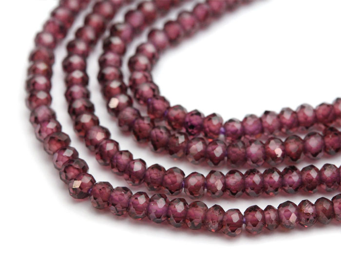 【卸】1連 ダイヤモンドカット ロードライトガーネットAAA' 2.5x2mm前後
